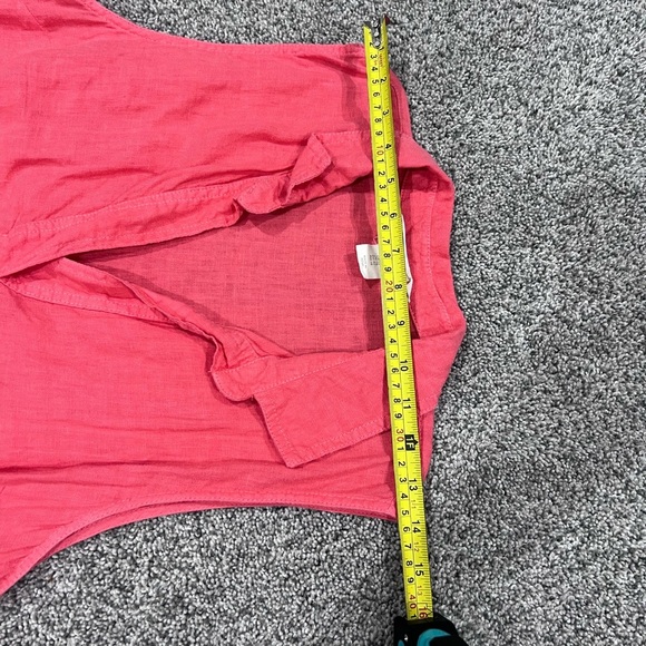 C & C California 100% Linen Collared Sleeveless Pockets Peach Orange Dress US 12 - Picture 4 of 6